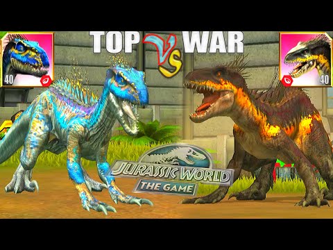 TOP WAR SUPERSAURUS INDORAPTOR vs INDORAPTOR GEN 1 Vs GEN 2 | JURASSIC WORLD THE GAME