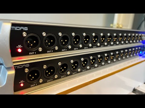 Midas StageConnect DN4816-O used with M32 or X32 via ultranet. Our review and uses