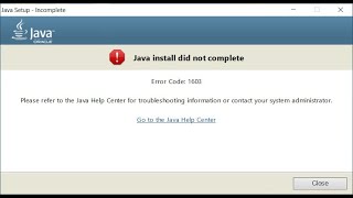 How To Fix Or Resolve Or Solution Java Error Code 1603