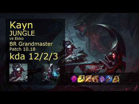 Kayn Jungle vs Ekko - BR Grandmaster 12/2/3 Patch 10.18 Gameplay