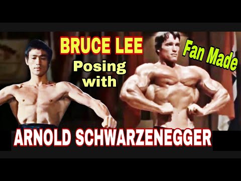 BRUCE LEE Posing with ARNOLD SCHWARZENEGGER  (Fan Made)