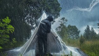 MONSOON RAIN ⛈️ Heavy Rain Camping: Cozy in the Downpour (Soothing Rain Sound)