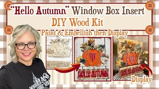 🍂 "Hello Autumn" Window Box Insert for Interchangeable Display Shelf Sitter || Rust-Covered Cottage