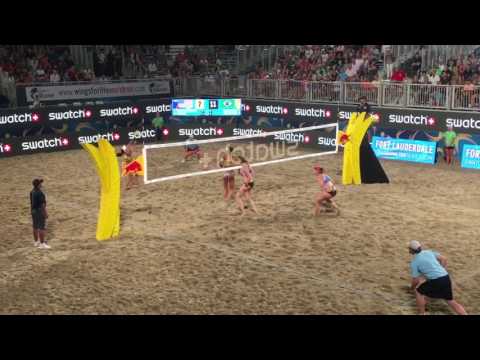 April Ross and Kerri Walsh Jennings amazing rally vs Brazil #FTLMajor pool play