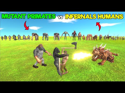 Mutant Primates with All Goro vs Infernals & Ancient Humans - Animal Revolt Battle Simulator