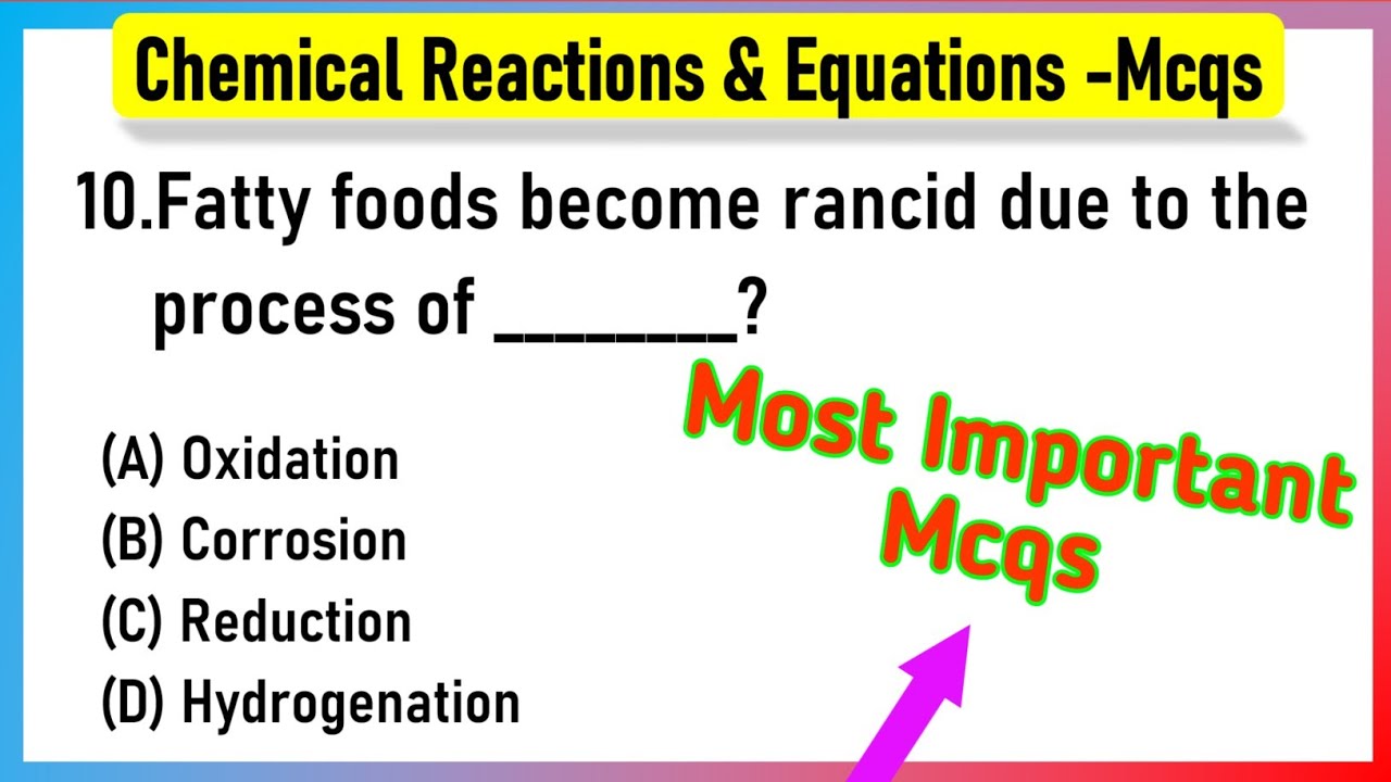 Chemical Reactions and Equations MCQ| Class 10 Science Chapter 1 MCQs | Chemical Reactions
