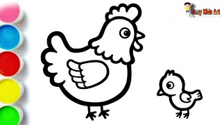 How to Draw Chicken, Chick & Rooster | Easy Drawing for Kids