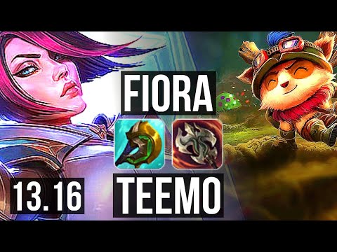 FIORA vs TEEMO (TOP) | 7/0/9, 1.3M mastery, Godlike, 300+ games | NA Diamond | 13.16