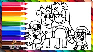 Desenhar E Colorir Bluey e Sua Família no Natal 🐶🎄🎅🎁 Desenhos Para Crianças