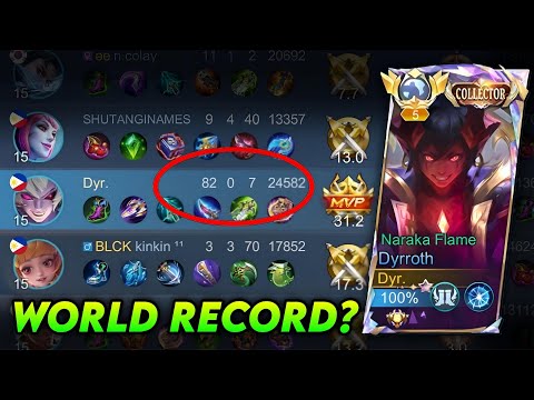 DYRROTH 82 KILLS / 0 DEATH !! 😱🔥 NEW WORLD RECORD?(NOT CLICKBAIT) - Mobile legends