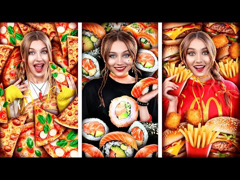 Pizza vs Sushi vs McDonald’s Girl! Who Wins at Food Challenge?