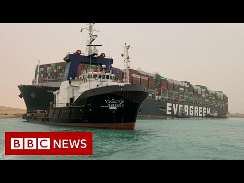 蘇伊士運河被堵，巨大的集裝箱船橫穿運河 - BBC News (Suez Canal blocked after huge container ship wedged across it  - BBC News)