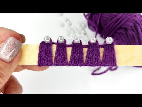 Amazing Woolen Flower Ideas with Ice Cream Stick- Sewing Hack - Easy Trick - Hand Embroidery Design