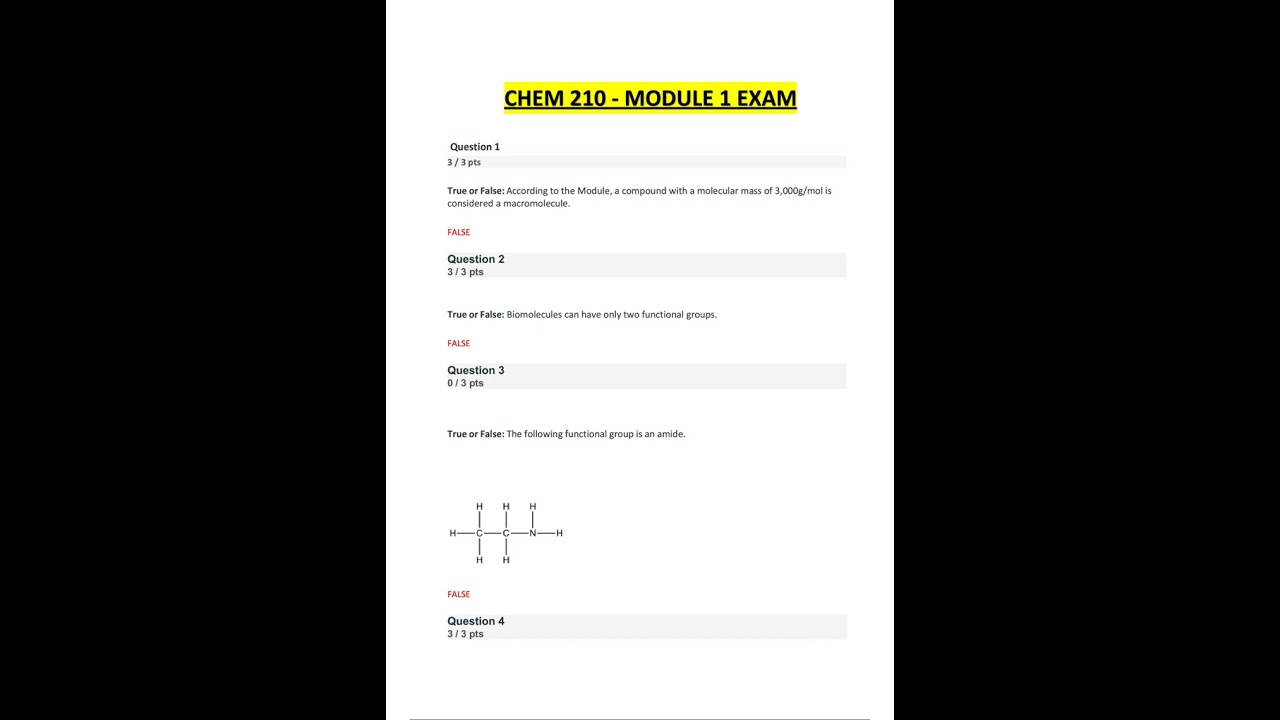CHEM 210 Biochemistry Module 1 to 8 Exams' & Final Exam