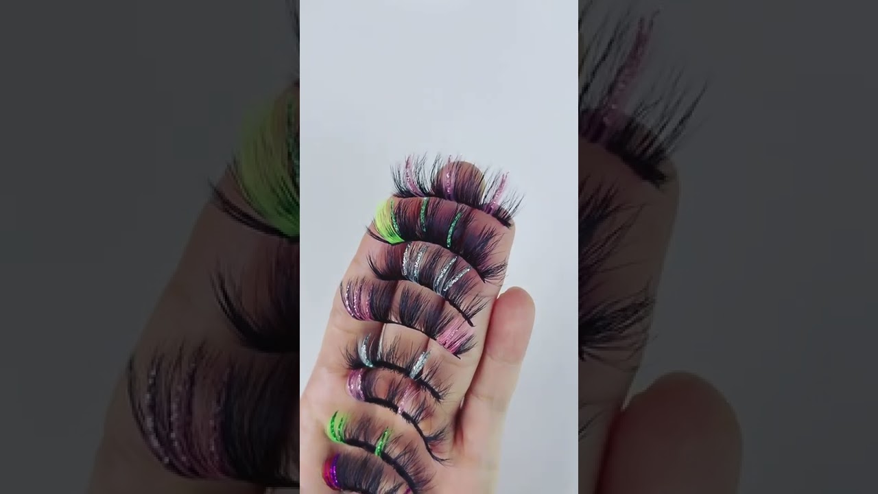 Colored eyelashes 25mm 15-20mm Real mink lashes glitter