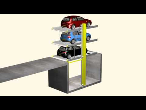 Parking mécanique à stationnement indépendant sur trois niveaux - Hauteur de véhicule jusqu'à 175 cm - Largeur de place jusqu'à 500 cm - Parklift 413_5