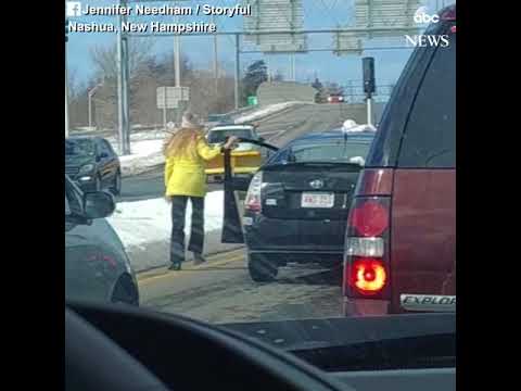 Man pushes woman to the ground in apparent road rage incident | ABC News