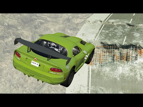 Cars jumping over broken bridge #3 - BeamNGdrive crashes | Crash Blasters