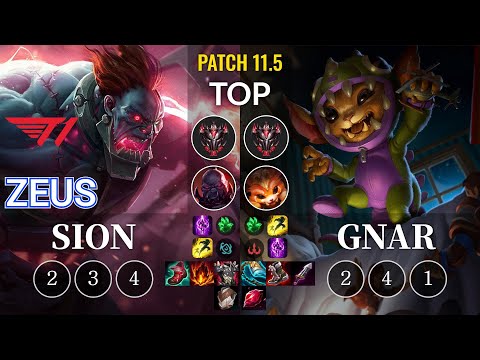 T1 Zeus Sion vs Gnar Top - KR Patch 11.5