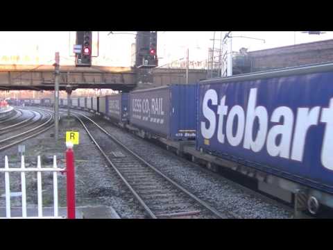 DRS class 68s, 68022 and 68020 pass Preston working Daventry to Mossend Tesco Express 28/12/16