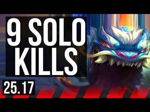 TAHM KENCH vs AATROX (TOP) | 9 solo kills, 12/1/3, Legendary | EUW Diamond | 25.17