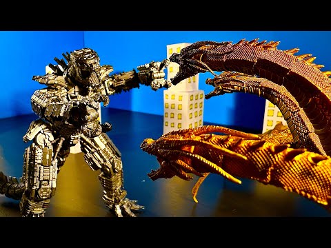 King Ghidorah vs Mechagodzilla! epic stop motion battle!