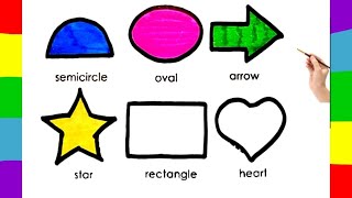 Shapes drawing for kids, Learn 2D shapes and colors
