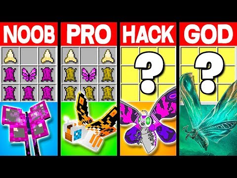 NOOB vs PRO vs HACKER vs GOD: MOTHRA KING OF MONSTERS CRAFTING CHALLENGE in Minecraft!