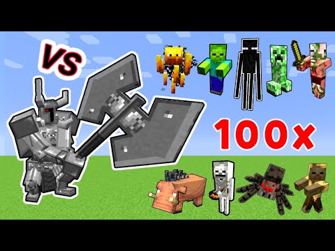 Ferrous Wroughtnaut Vs. Minecraft Mobs 1vs100