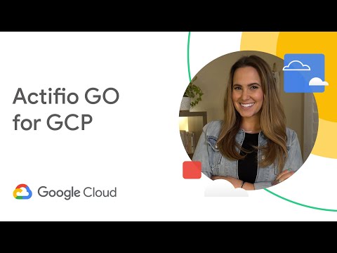 A picture of a woman on the right with "Actifio GO for GCP" on the left