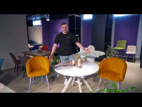 Стол круглый раздвижной Олимп столешница ЛДСП+ стекло в Кушве - видео 3