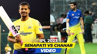 CSK 2023 - Practice match fight between Subhranshu Senapati vs Deepak Chahar