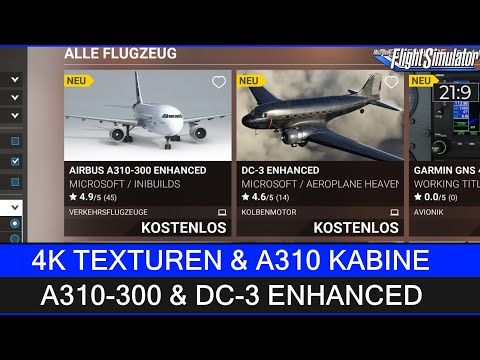 DC-3 & A310 Enhanced (PC) - Kostenlose 4K Texturen / Kabine ★ MSFS 2020