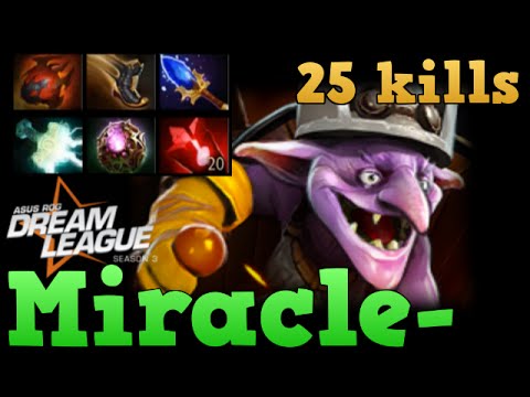 Miracle- Dota 2 Timbersaw: fight vs Dendi in the mid lane. Full game. KDA 25/4/10