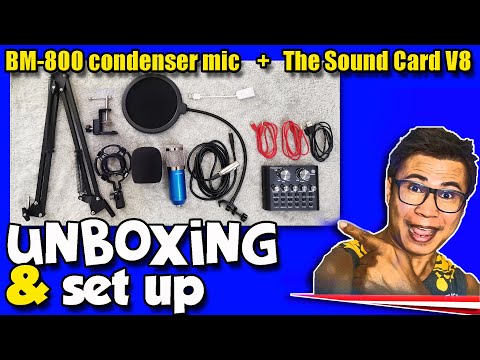 UNBONXING AND SET UP OF THE SOUND CARD V8 AND BM-800 CONDENSER MICROPHONE