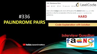 YouTube video 'Palindrome Pairs | LeetCode 336 | Code & Approach with Examples | @LearnOverflow'