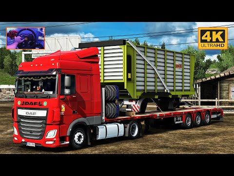 DAF XF E6 460 | Dijon - Le Mans | ETS2 Gameplay 4K + wheel cam