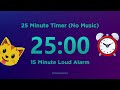25 minute Timer Countdown (No Music) with Loud Alarm