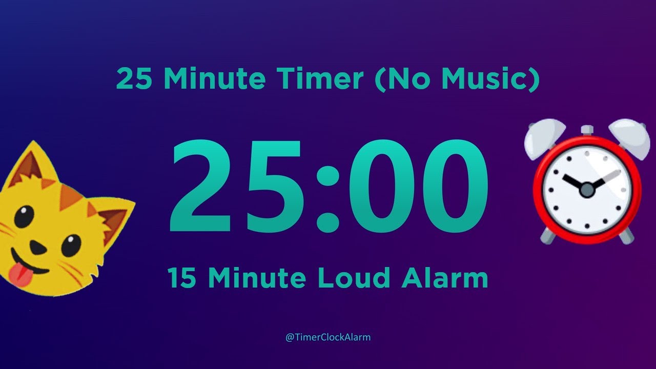 25 Minute Timer Countdown (No Music) with Loud Alarm @TimerClockAlarm