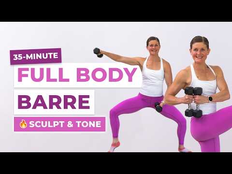 35-Minute Full-Body Barre Workout with Light Dumbbells | Sculpt & Tone at Home