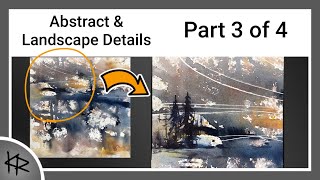 Part 3 - Abstract Landscape Series - WATERCOLOR spatter painting - Trees & Reflections - 267c