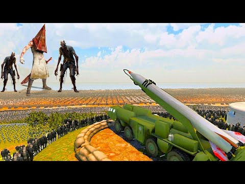 10 MILLION PYRAMID HEAD & ZOMBIES vs HUMAN ARMY Beach Defenses - Ultimate Epic Battle Simulator 2