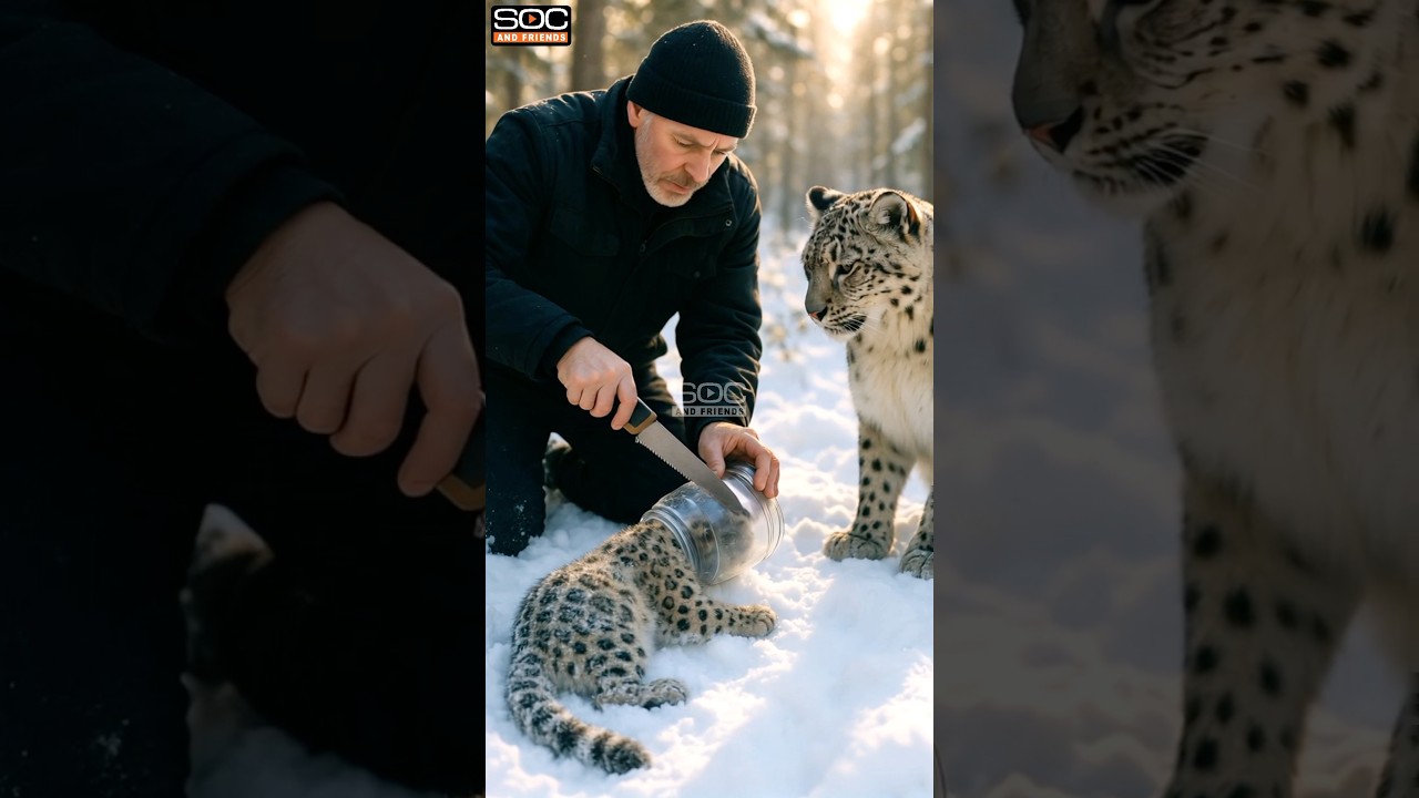 Mother Snow Leopard Saves Her Cubs with the Help of an Old Man #animals #rescue #snowleopard