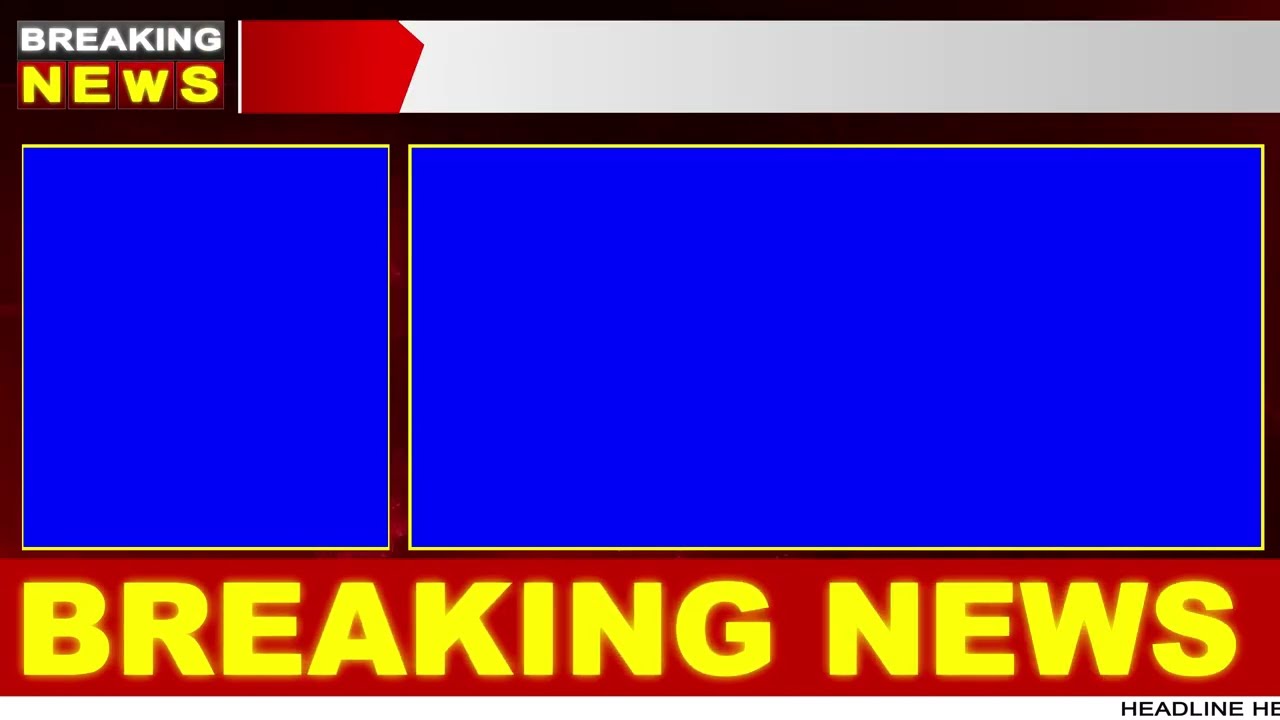 2 Screen Breaking News Blue Screen Frame | No Copyright | News Channel Template