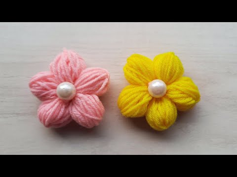 Amazing Woolen Flower Craft Idea using Finger/Easy Woolen Flower Making /Hand EmbroideryTrick