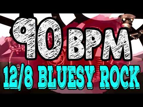 90 BPM - Blues Rock Shuffle #1  - 12/8 Drum Track - Metronome - Drum Beat