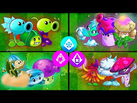 Random 4 Team Plants Poison + Ice + Magic - Who Will Win? - PvZ2 Team Plants Battles