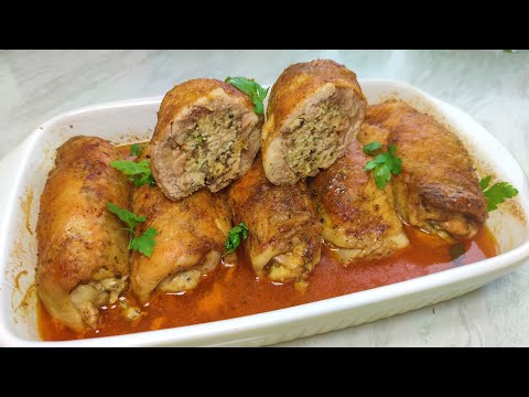 Udka faszerowane mięsem mielonym i pieczarkami