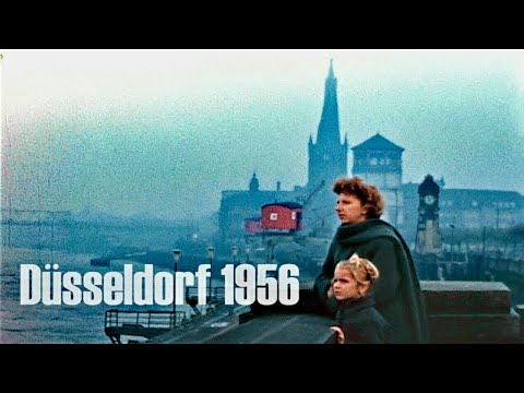 Düsseldorf 1956 color - Rhein - Schloßturm - Königsallee