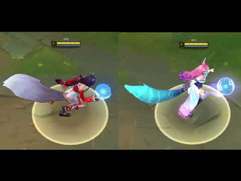 Ahri walking animation (before 2023 all-skin update): Original vs Spirit Blossom